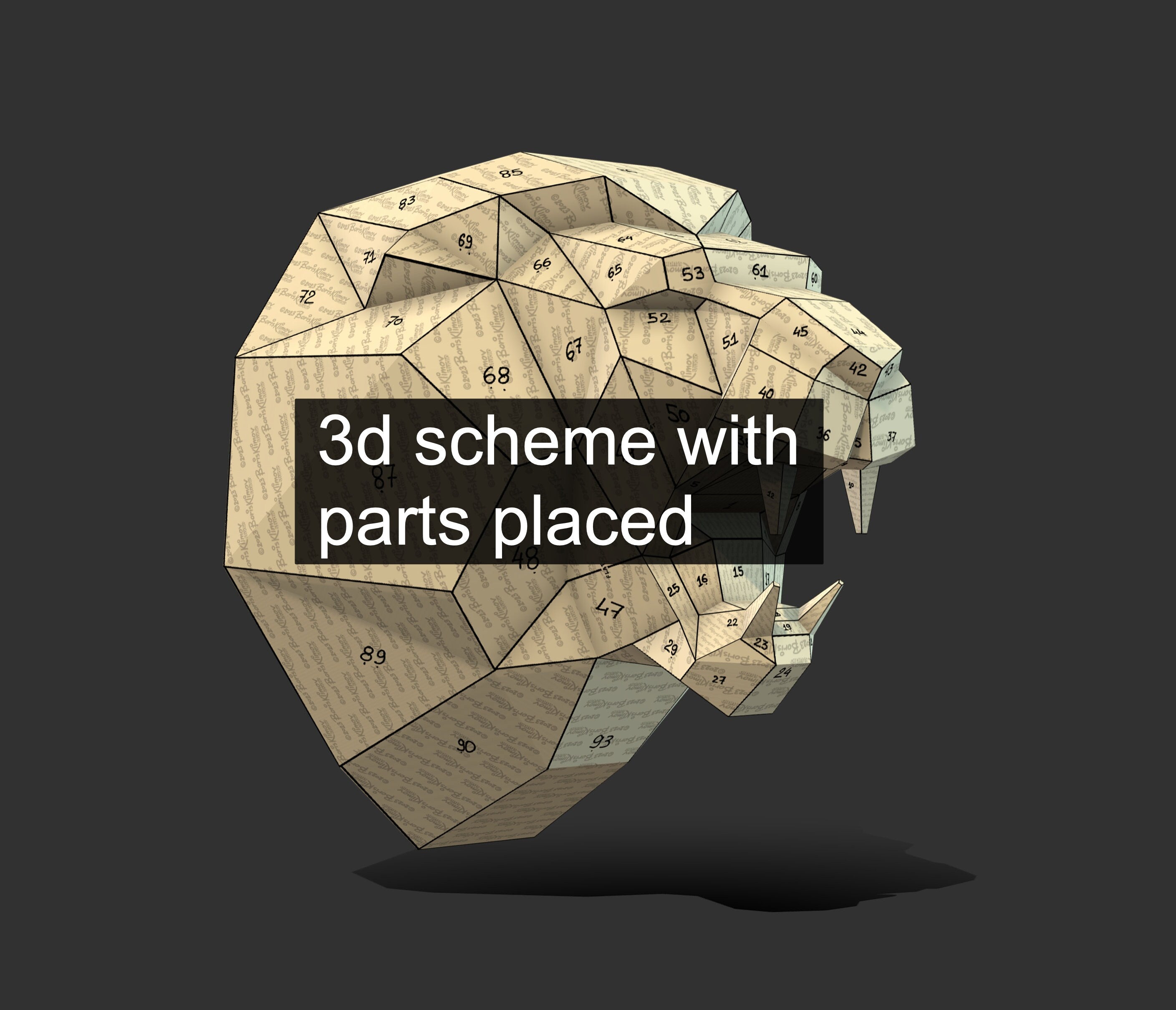 Lion trophy head! Weld it yourself with Digital plan for metal. Set of digital files include: .pdf – scheme, .dxf – CNC cutting.