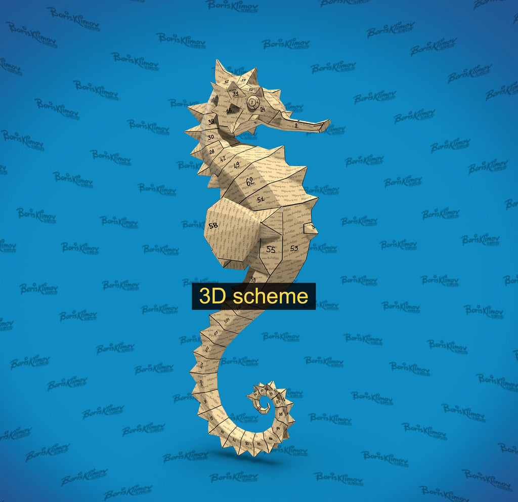 Sea horse! Weld it yourself with Digital plan for metal: .pdf – scheme, .dxf – CNC cutting