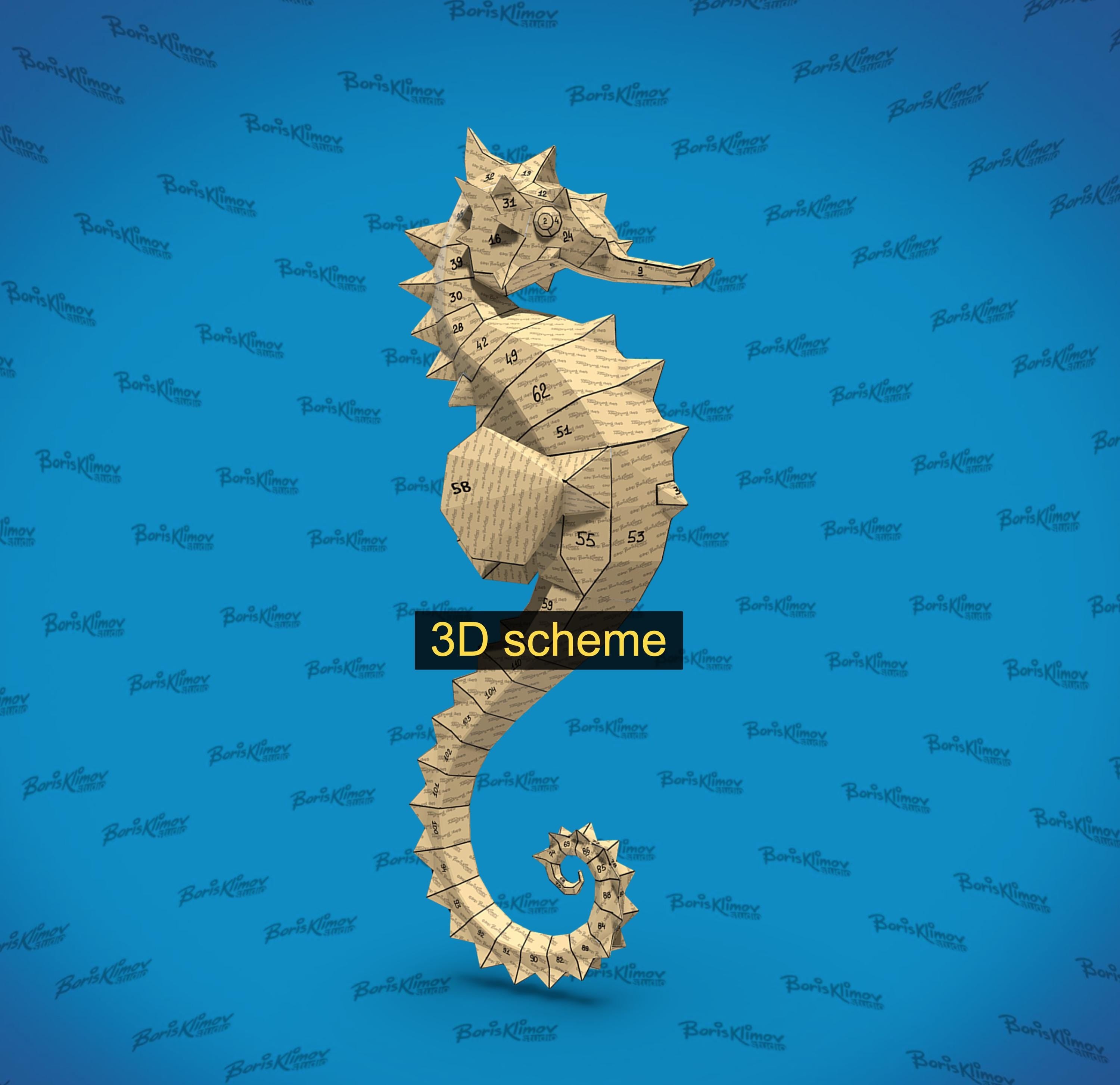 Sea horse! Weld it yourself with Digital plan for metal: .pdf – scheme, .dxf – CNC cutting