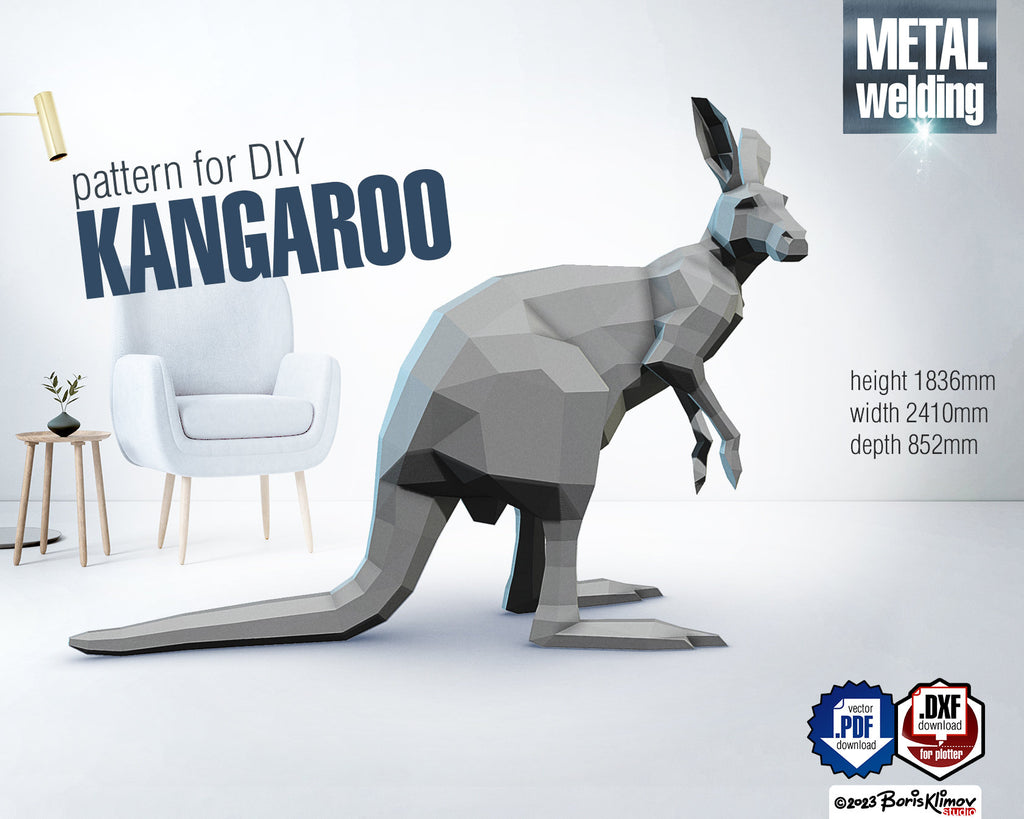 Kangaroo! Weld it yourself with Digital plan for metal. Set of digital files include: .pdf – scheme, .dxf – CNC cutting.