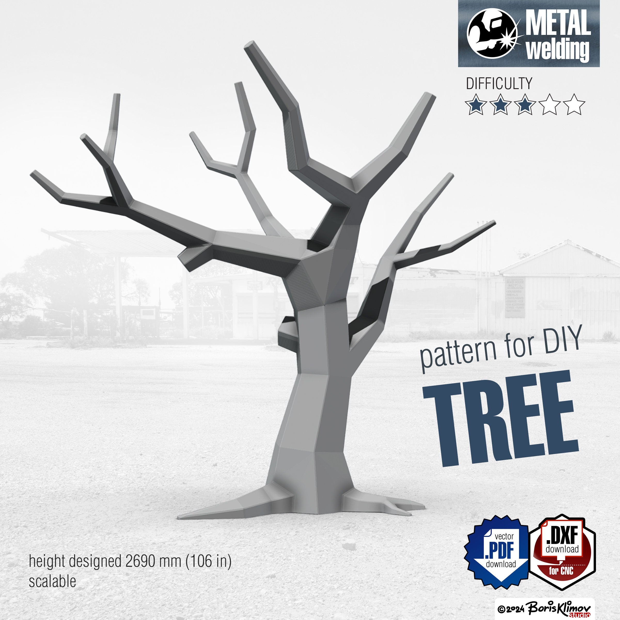 DIY Metal Tree Welding Plan: CNC Cutting Files (.pdf & .dxf)