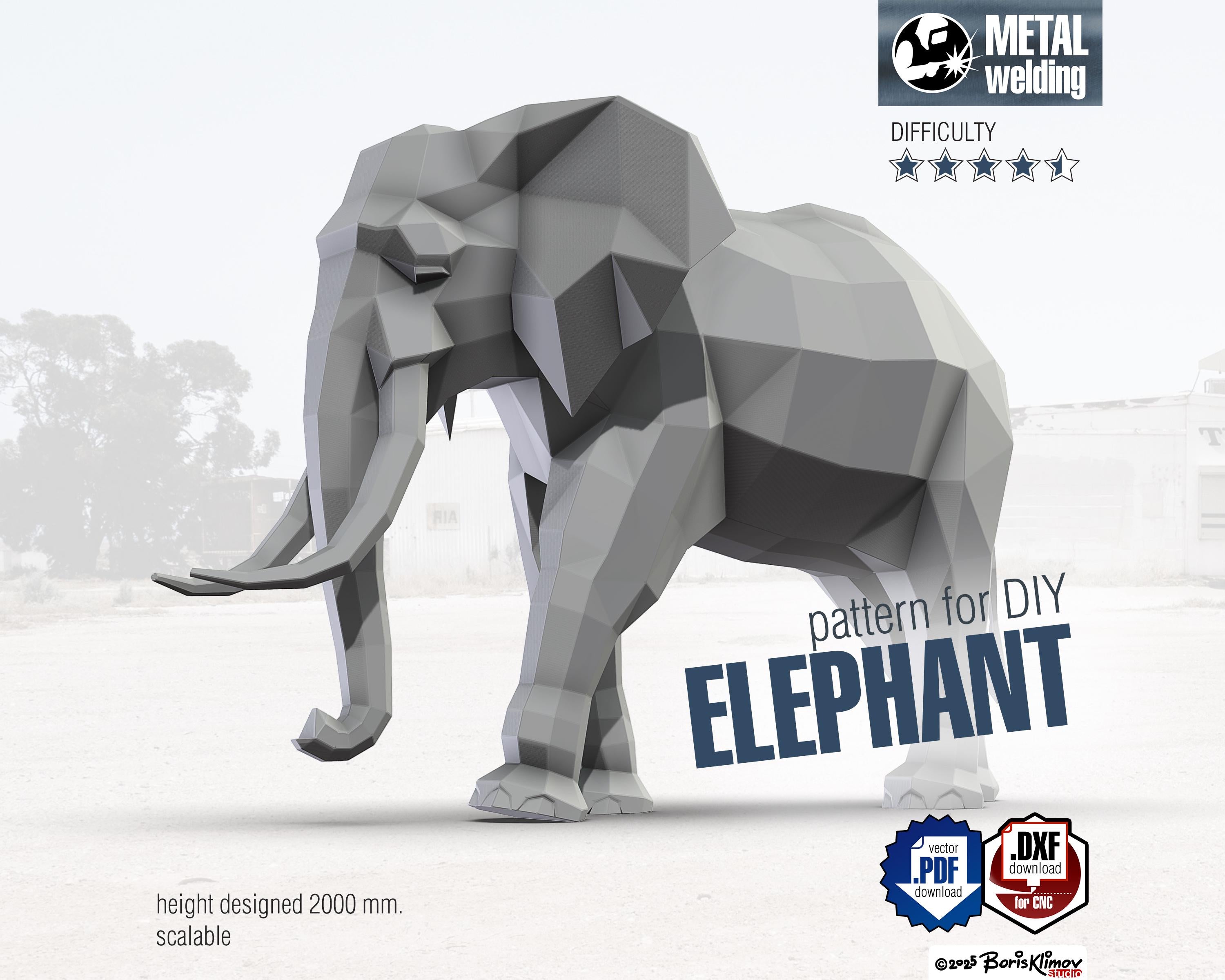 3D Metal Elephant DIY Welding Plan – CNC Files (.pdf & .dxf)