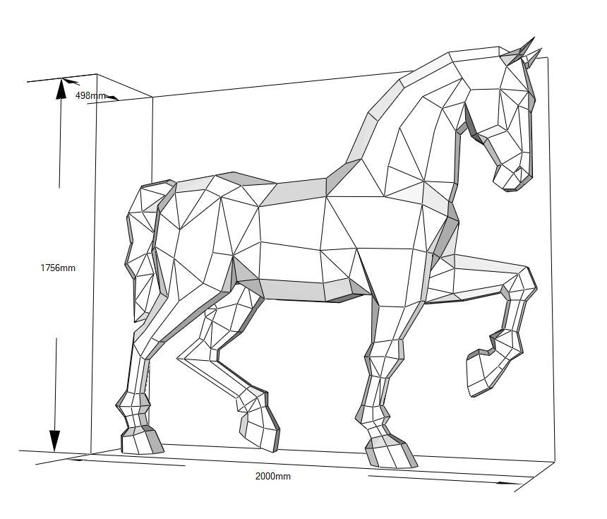 Horse! Weld it yourself with Digital plan for metal. Set of digital files include: .pdf – scheme, .dxf – CNC cutting.
