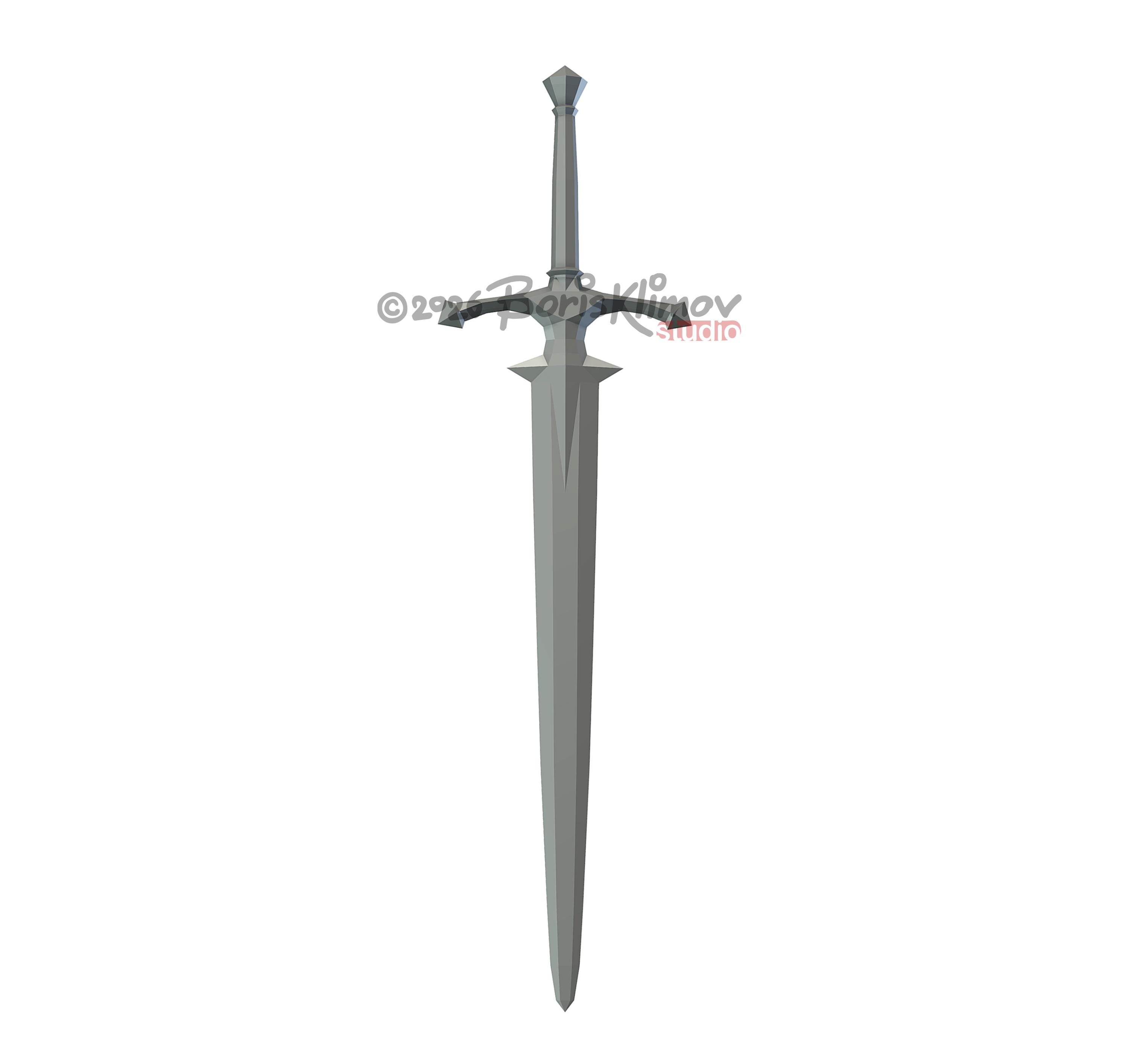 Medieval Sword 3d sculpture. DIY Welding Plan. Digital files (.pdf, .dxf CNC Cutting)