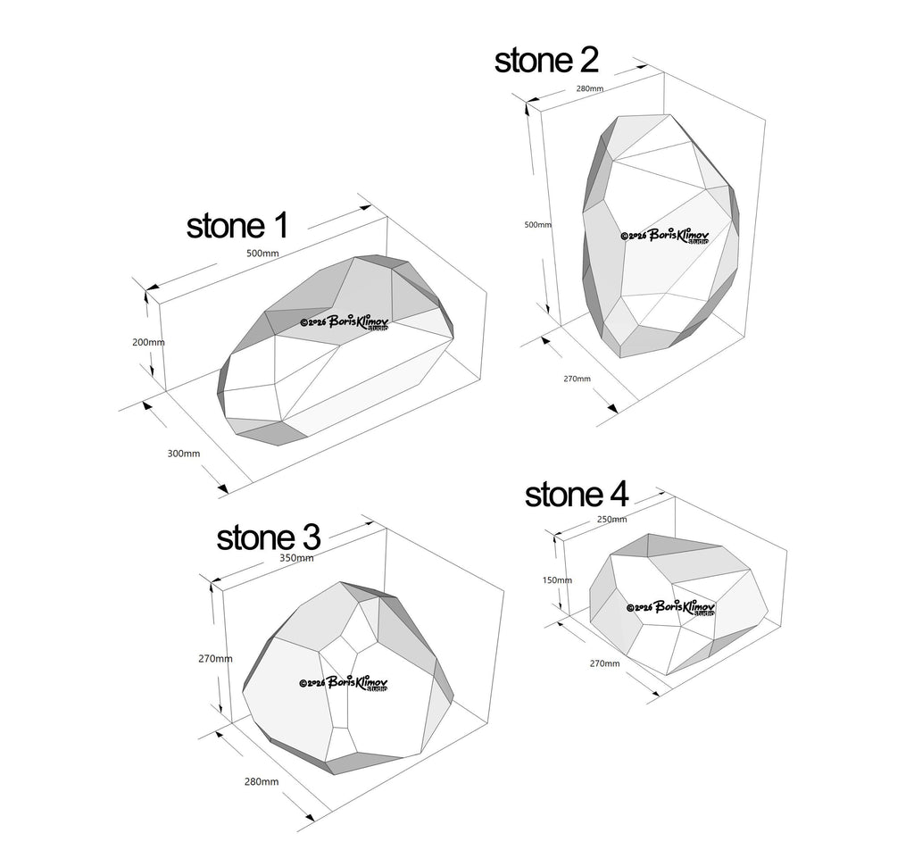 Stones 3d sculpture. DIY Welding Plan. Digital files (.pdf, .dxf CNC Cutting)