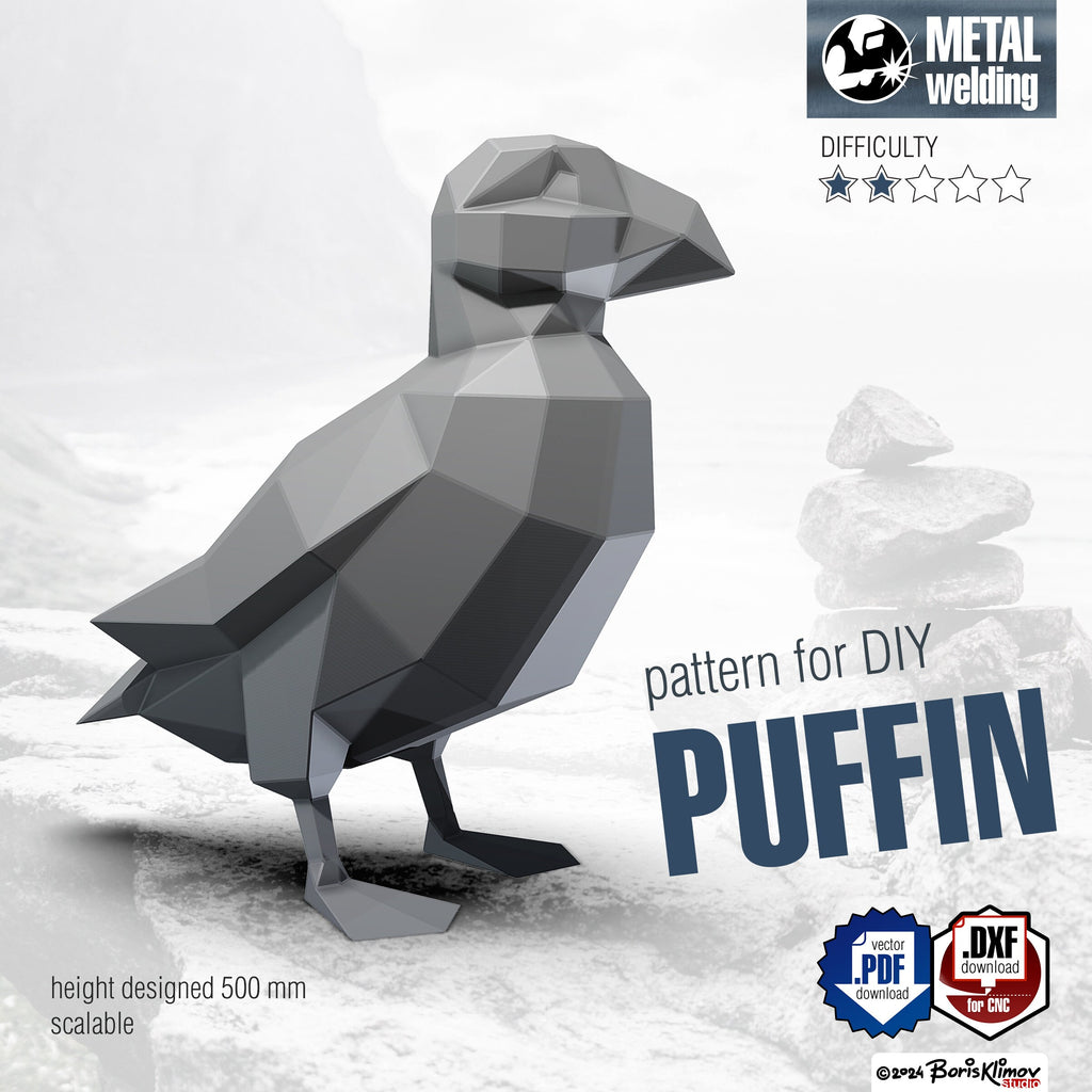 Puffin! Weld it yourself with Digital plan for metal. Set of digital files include .pdf – scheme, .dxf – CNC cutting.