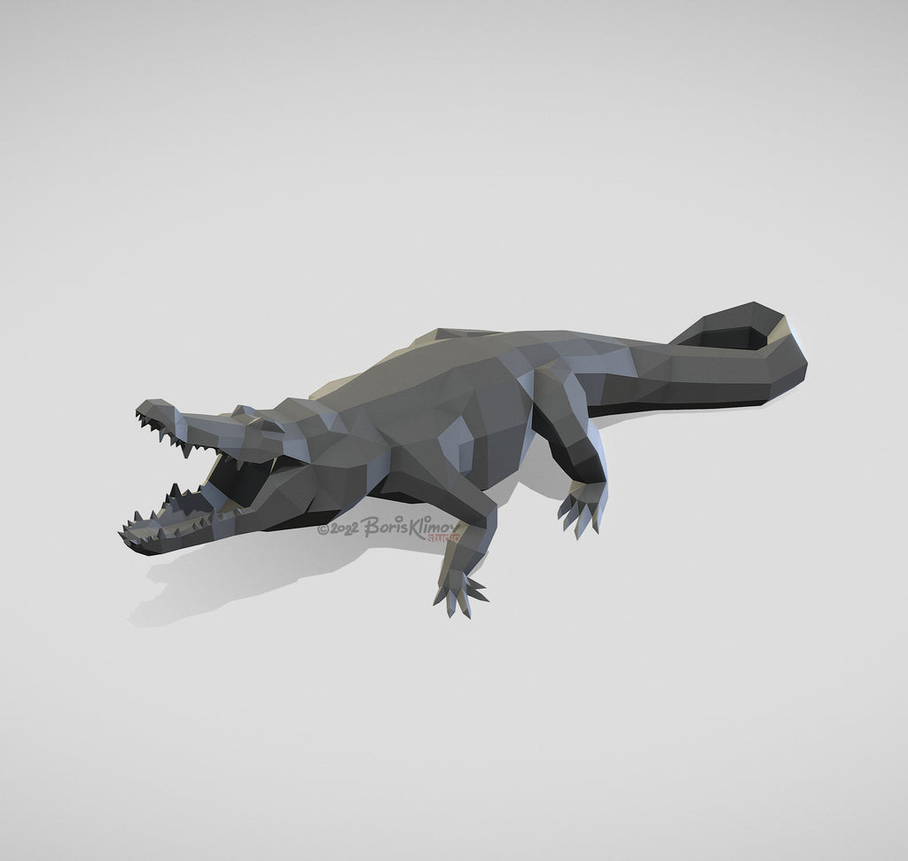 Crocodile, Alligator, DIY metal welding low poly 3d model, digital pattern .pdf .dxf