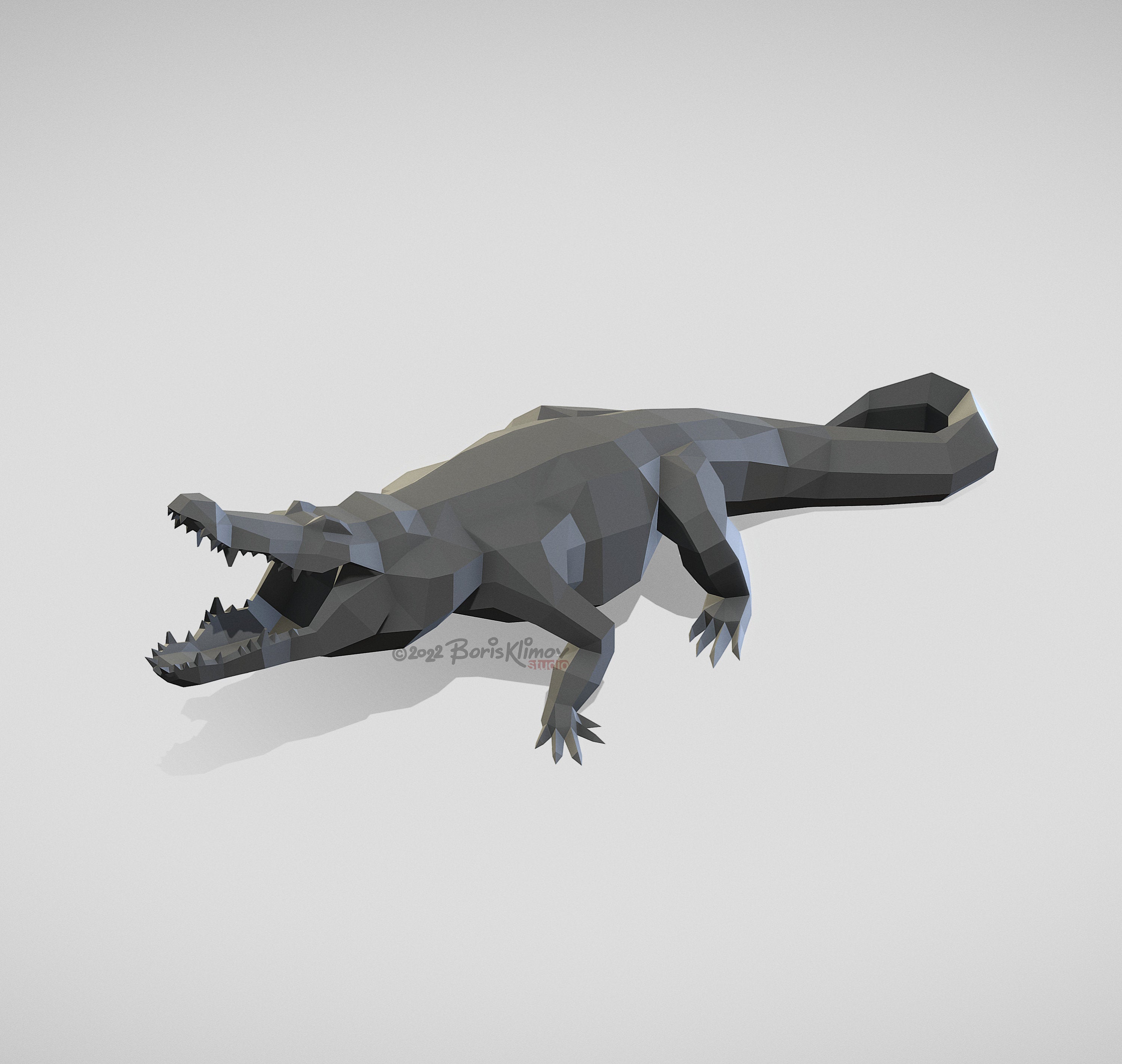 Crocodile, Alligator, DIY metal welding low poly 3d model, digital pattern .pdf .dxf