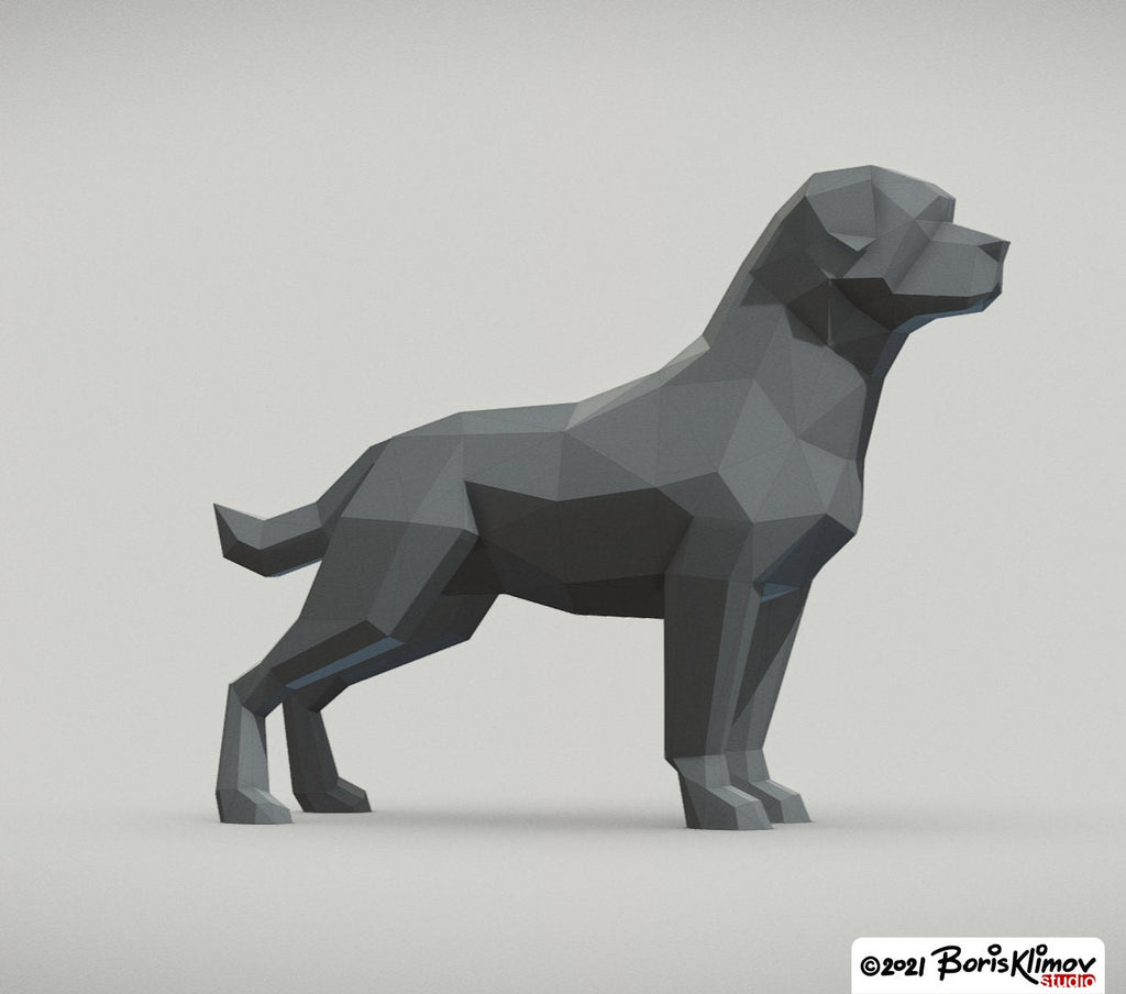 Rottweiler DIY metal welding low poly 3d model - digital pattern. pdf (assembly scheme), dxf. (CNC cut)