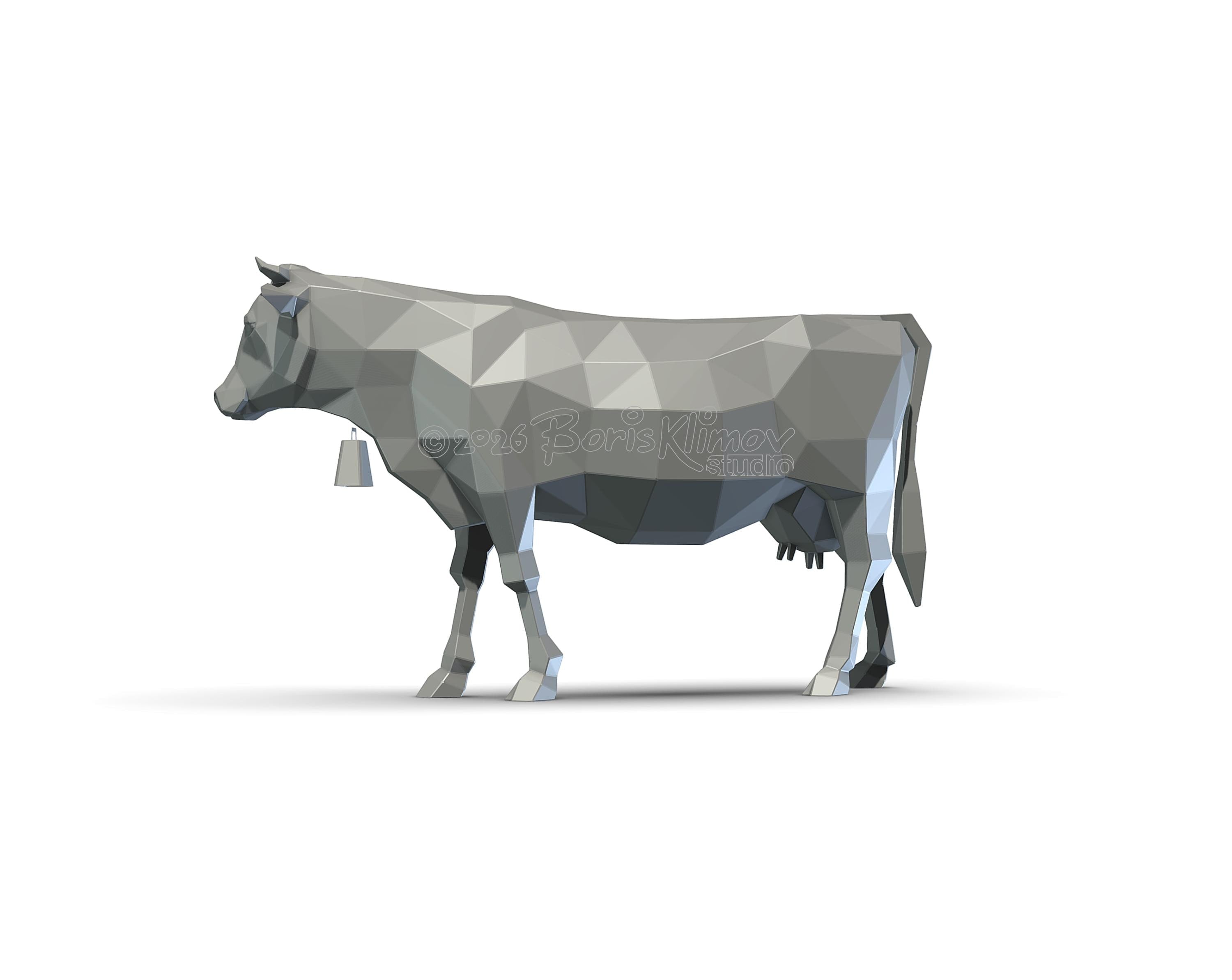 Cow 3d sculpture. DIY Welding Plan. Digital files (.pdf, .dxf CNC Cutting)