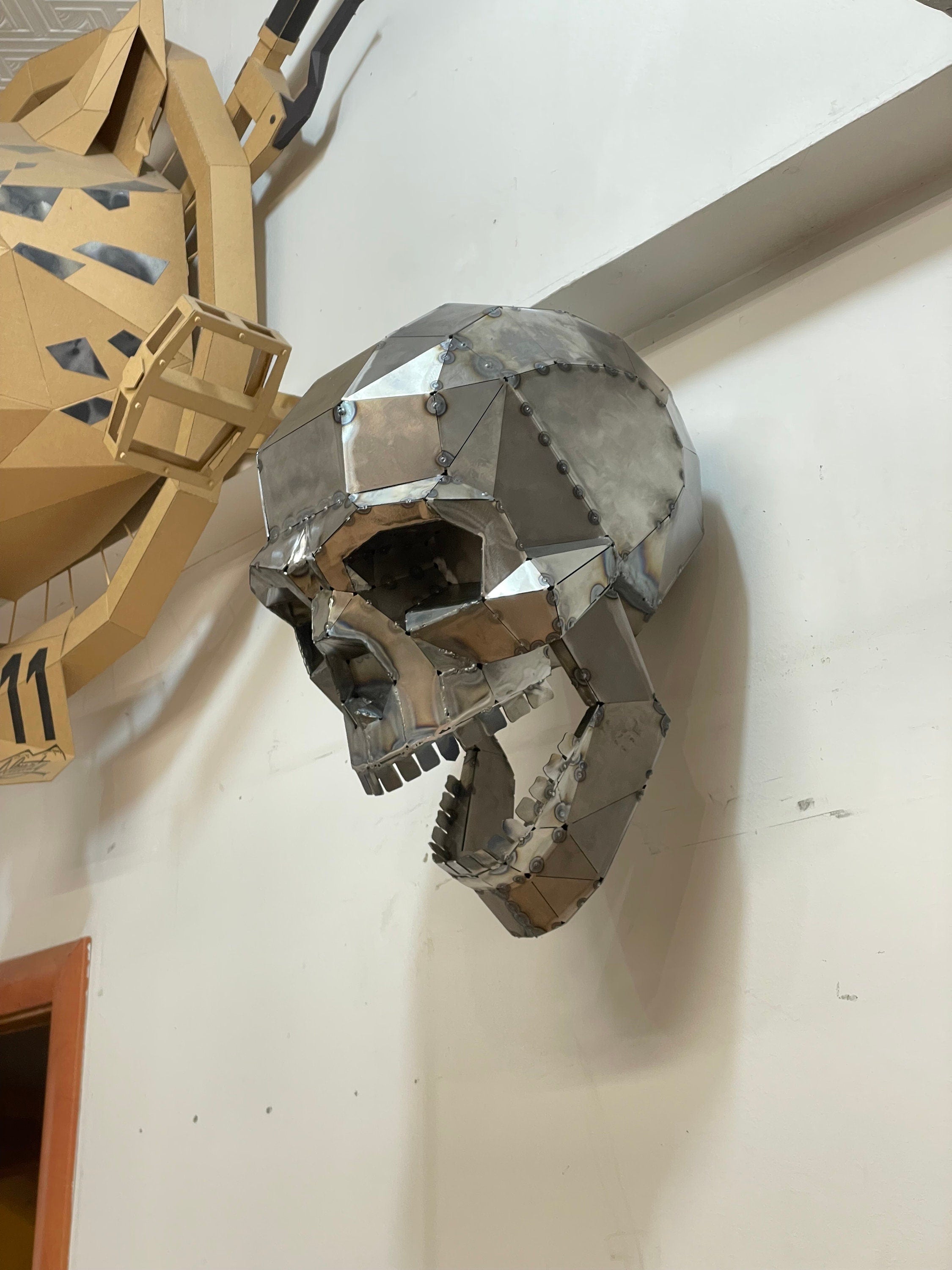 Skull name plate! Weld it yourself with Digital plan for metal. Set of digital files include: .pdf – scheme, .dxf – CNC cutting.