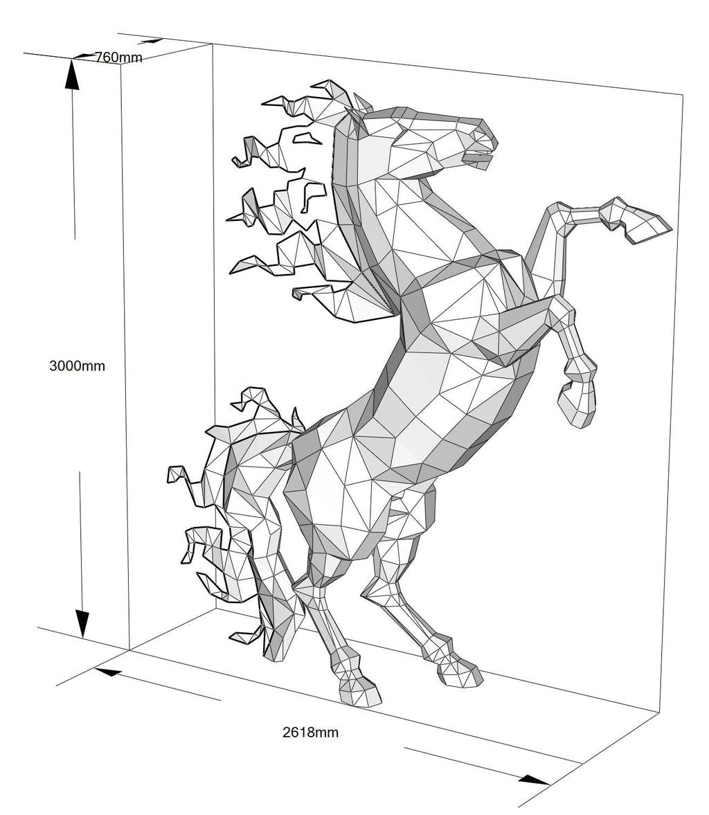Stallion rearing 3d sculpture. DIY Welding Plan. Digital files (.pdf, .dxf CNC Cutting)