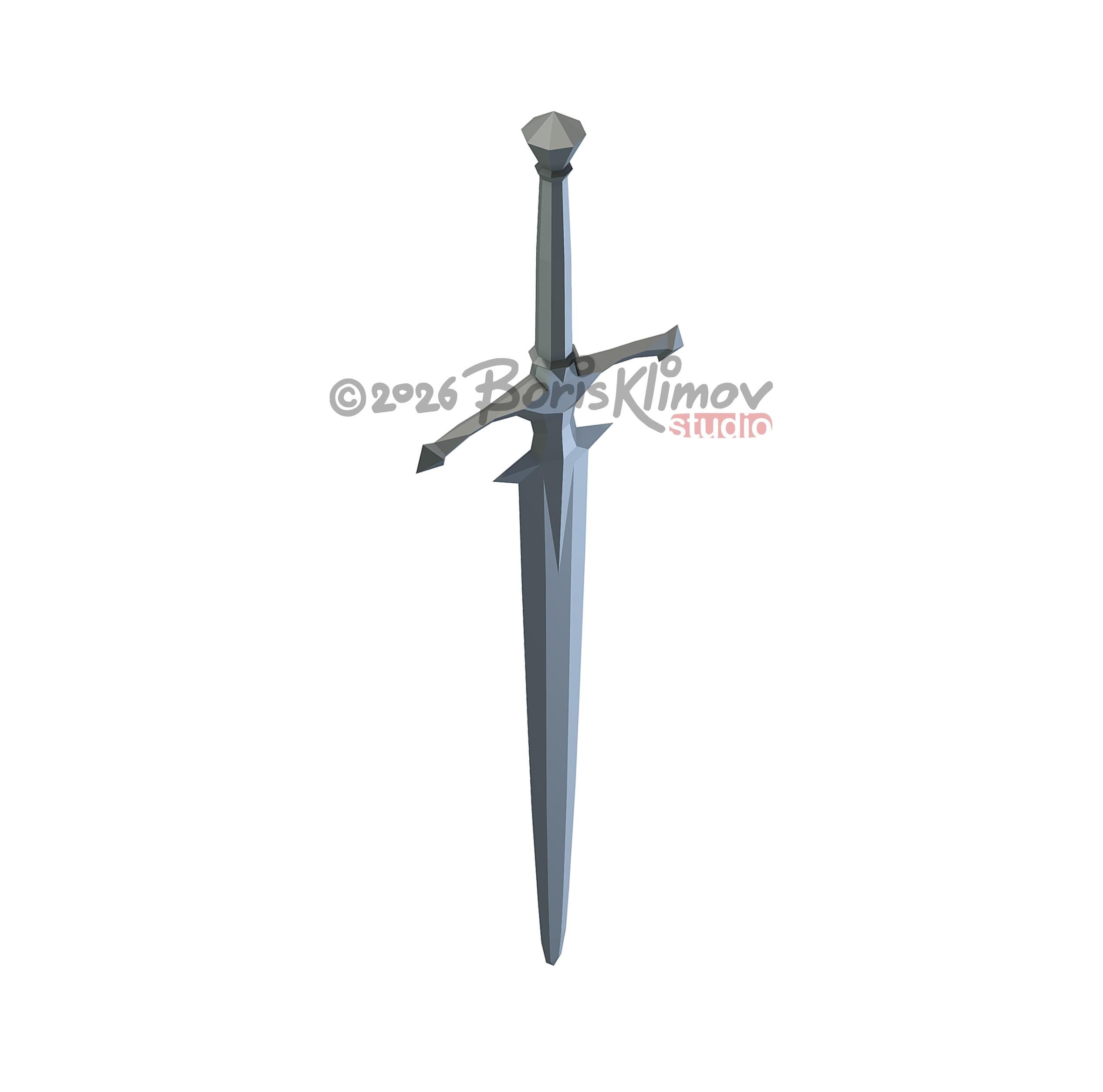Medieval Sword 3d sculpture. DIY Welding Plan. Digital files (.pdf, .dxf CNC Cutting)