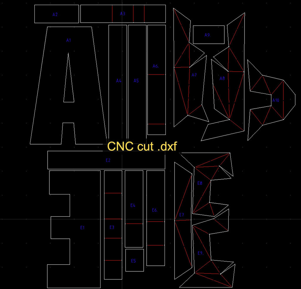 3D Metal Letters Pattern. DXF PDF Welding Template (Digital Download)