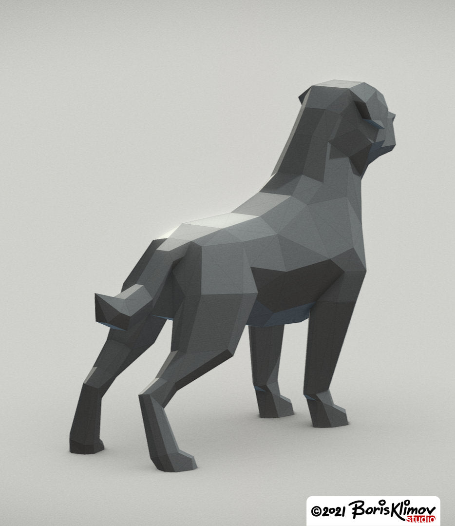 Rottweiler DIY metal welding low poly 3d model - digital pattern. pdf (assembly scheme), dxf. (CNC cut)