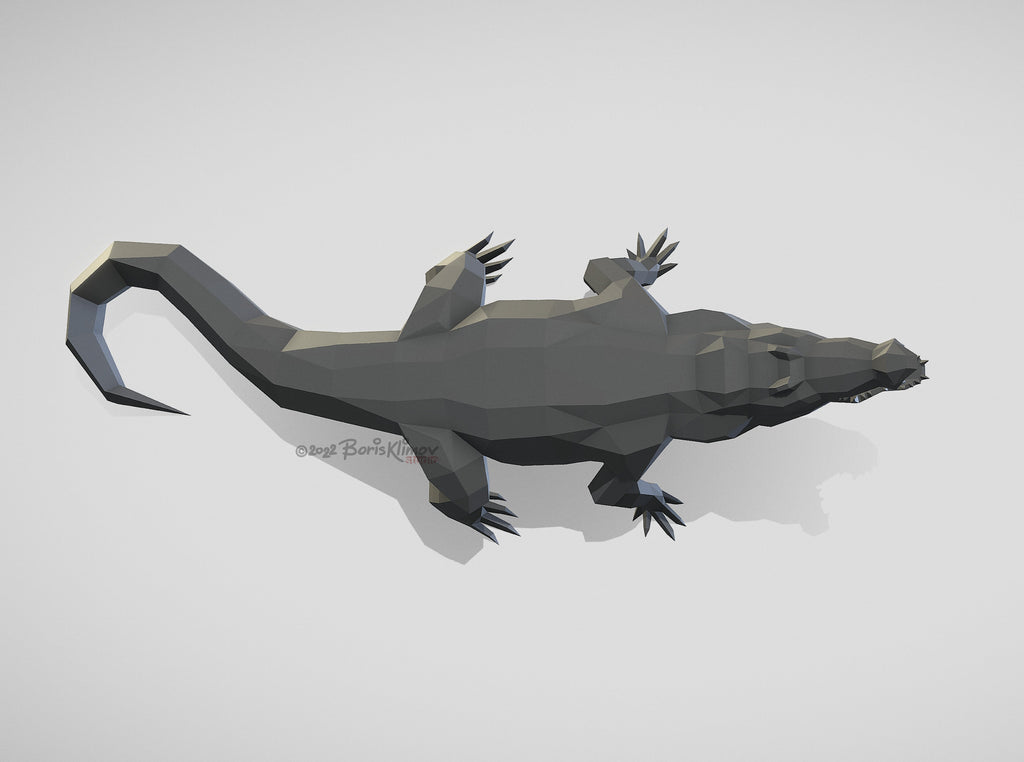 Crocodile, Alligator, DIY metal welding low poly 3d model, digital pattern .pdf .dxf