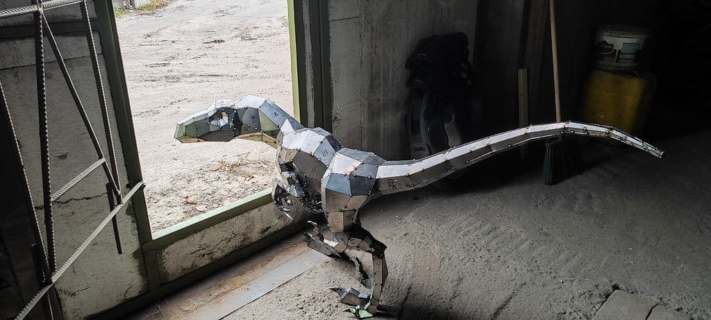 Velociraptor! Weld it yourself with Digital plan for metal. Set of digital files include: .pdf – scheme, .dxf – CNC cutting.