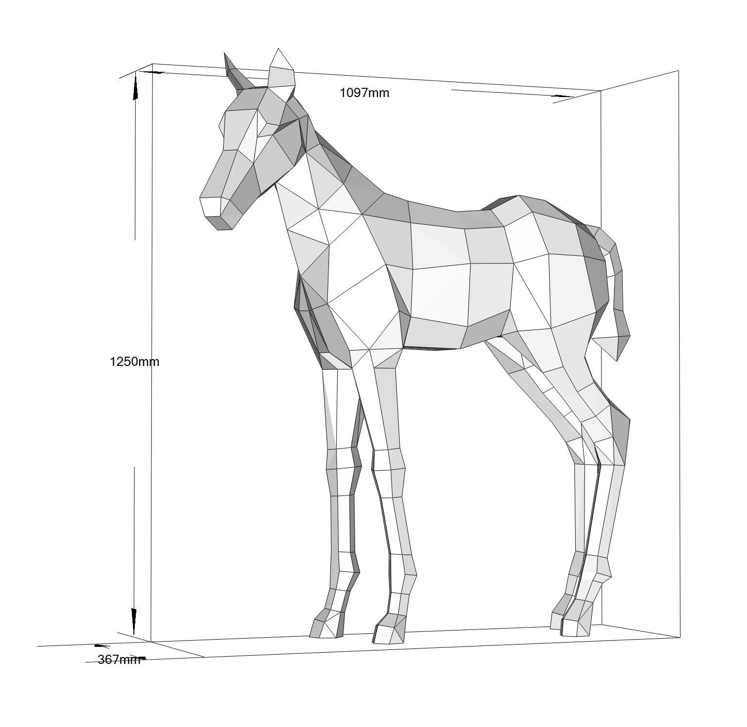 Foal, colt, baby horse! RIVET it yourself with Digital plan for metal, files: .pdf (instruction), .dxf (for CNC cutting)