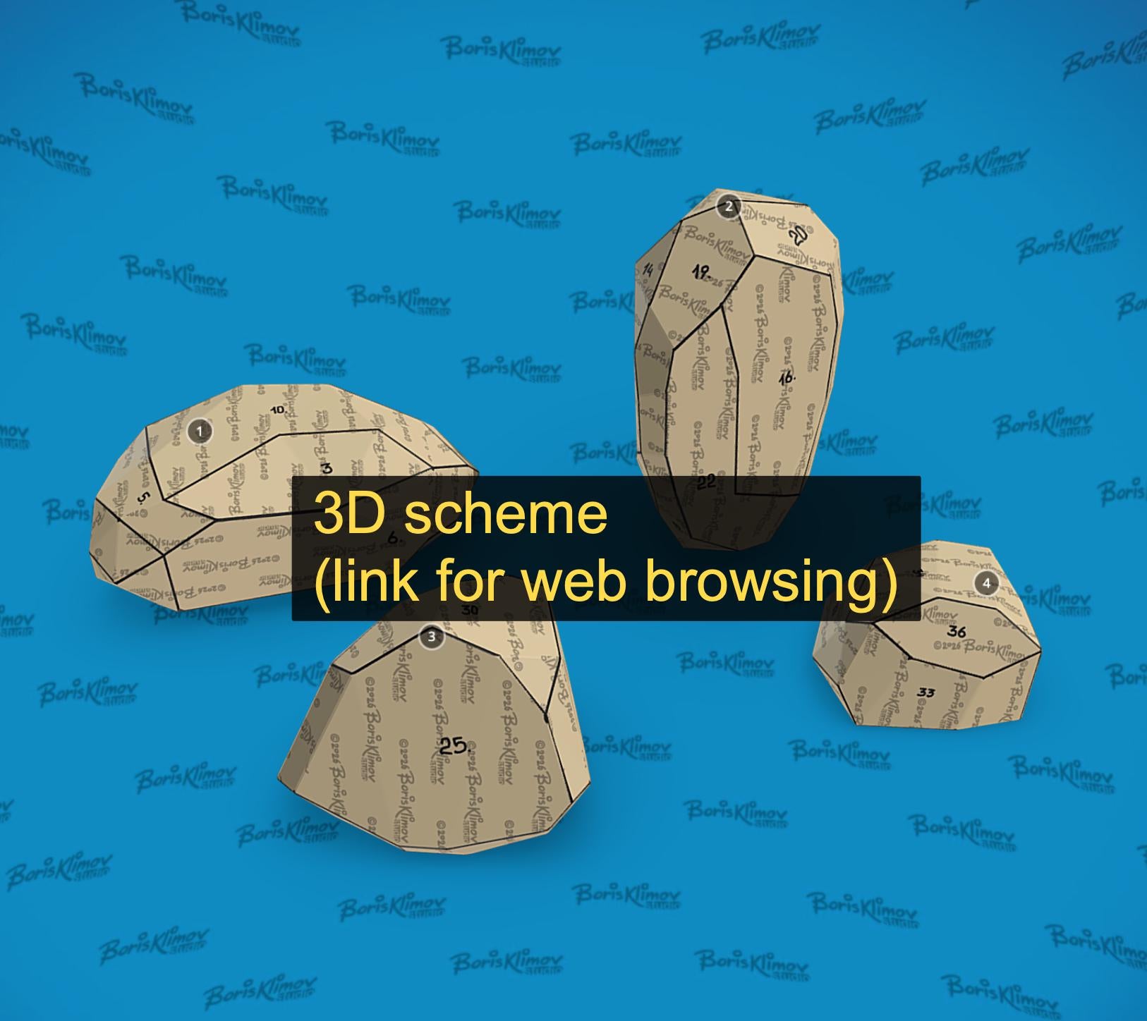 Stones 3d sculpture. DIY Welding Plan. Digital files (.pdf, .dxf CNC Cutting)