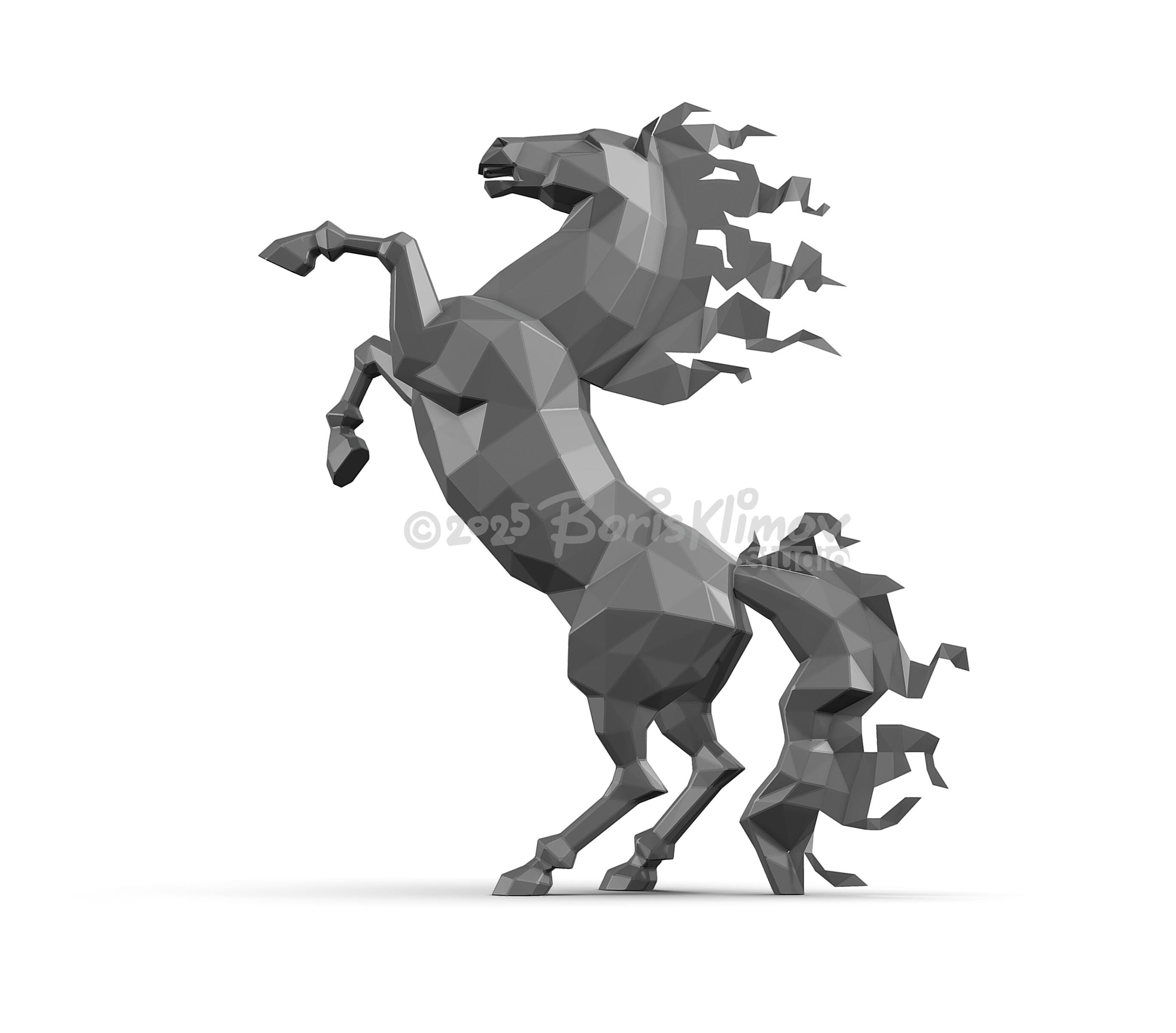 Stallion rearing 3d sculpture. DIY Welding Plan. Digital files (.pdf, .dxf CNC Cutting)