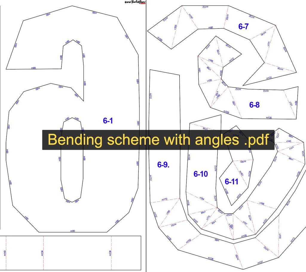 3D Metal Digits Pattern. DXF PDF Welding Template (Digital Download)
