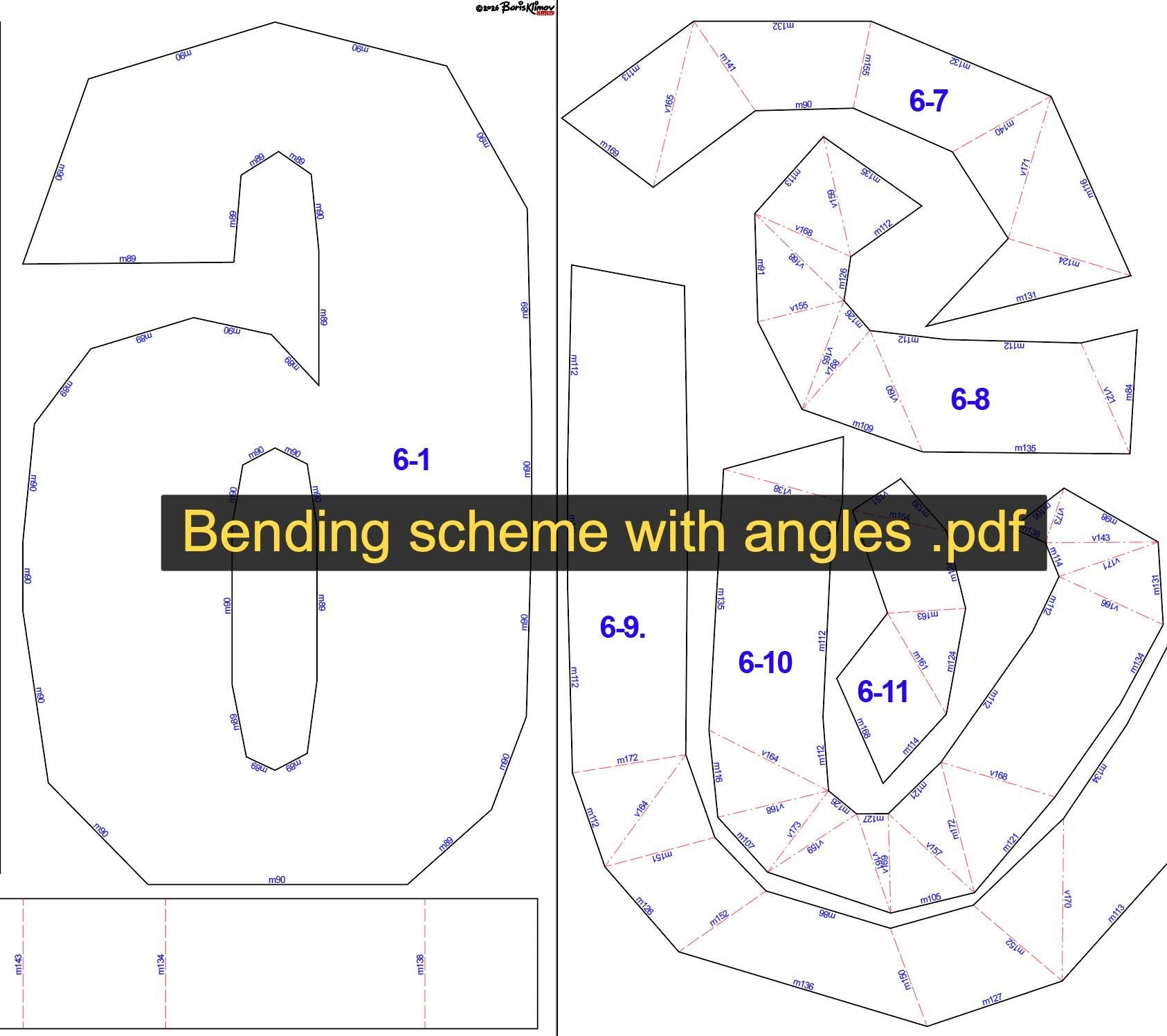 3D Metal Digits Pattern. DXF PDF Welding Template (Digital Download)
