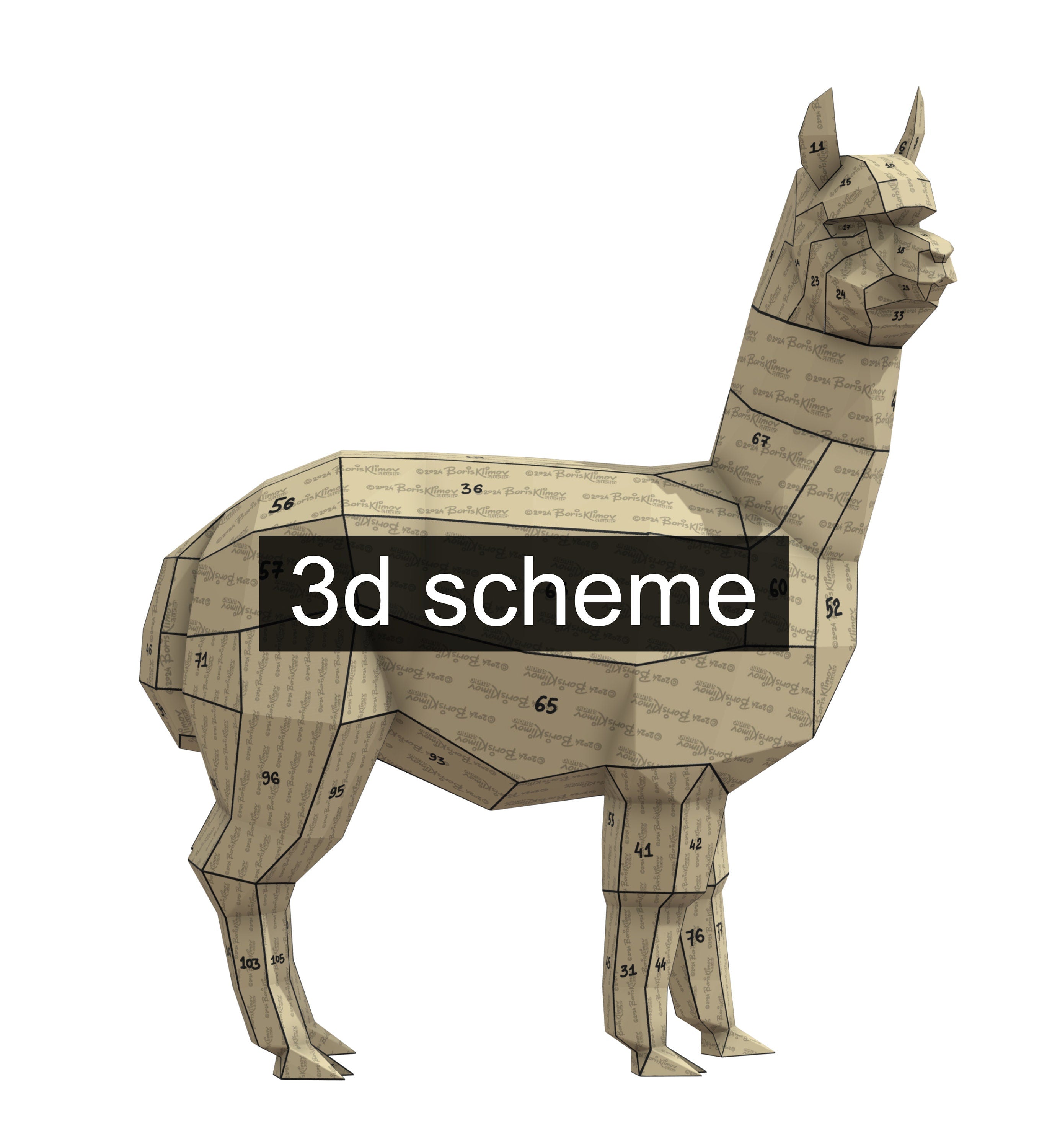 Alpaca! Weld it yourself with Digital plan for metal. Set of digital files .pdf – scheme, .dxf – CNC cutting.