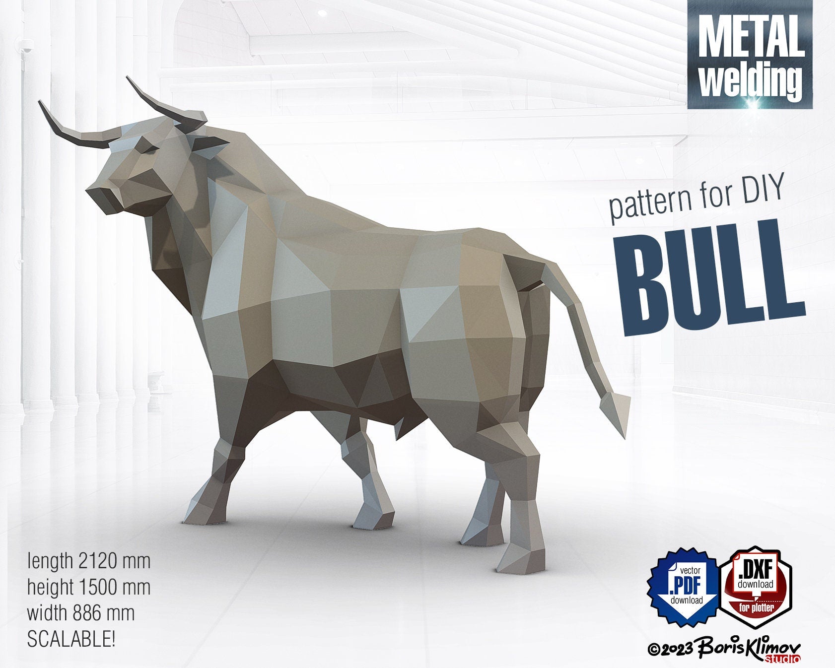 DIY Metal Bull Welding Project: CNC Cutting Digital Plan (pdf & dxf)