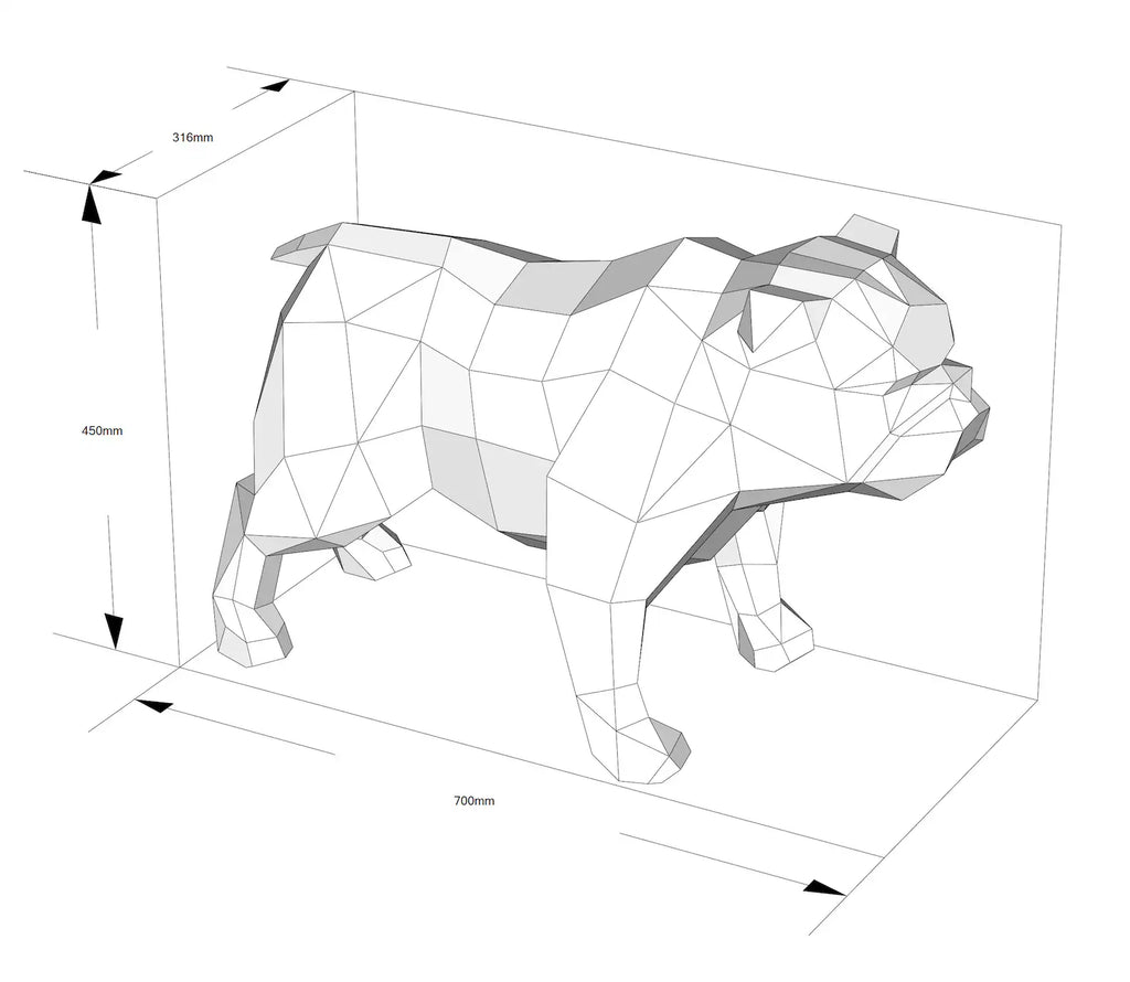 English bulldog! Weld it yourself with Digital plan for metal. Set of digital files include: .pdf – scheme, .dxf – CNC cutting.