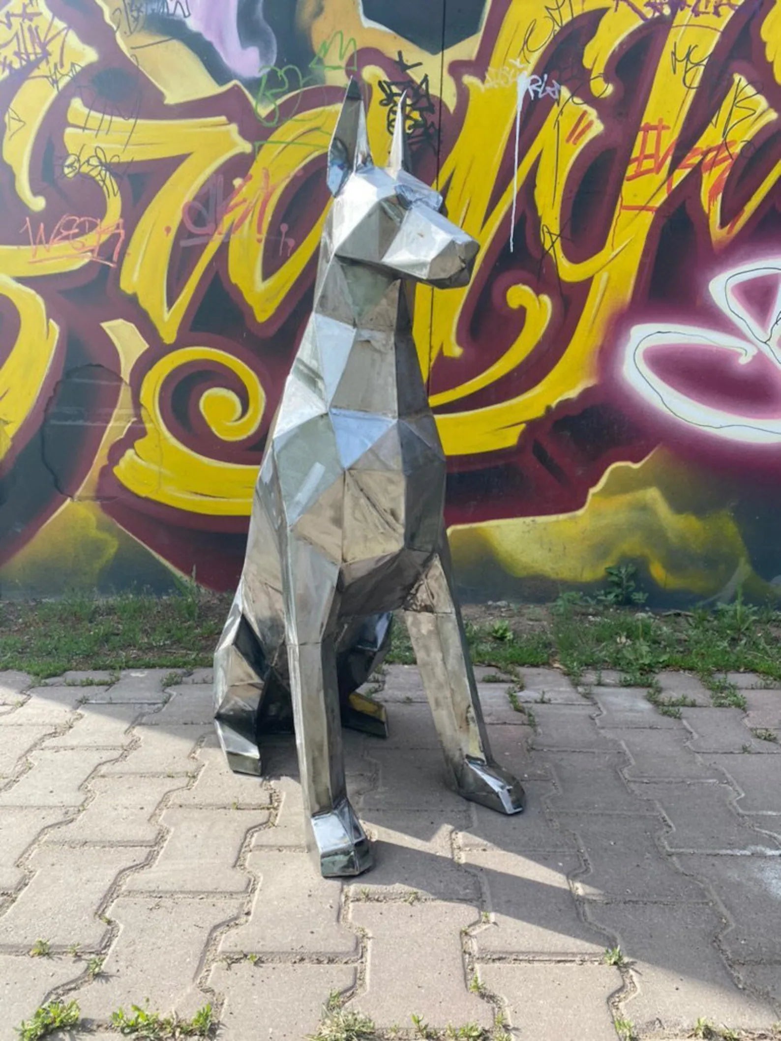Doberman! Weld it yourself with Digital plan for metal. Set of digital files include: .pdf – scheme, .dxf – CNC cutting.