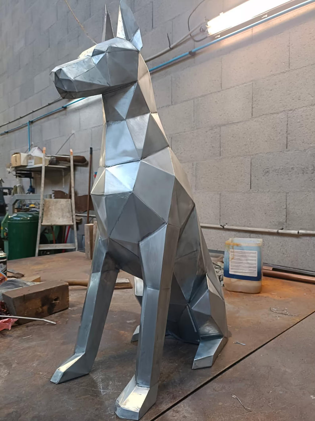 Doberman! Weld it yourself with Digital plan for metal. Set of digital files include: .pdf – scheme, .dxf – CNC cutting.